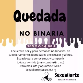 Cartel de la quedada no binaria el sábado, 30 de noviembre, a las 14h