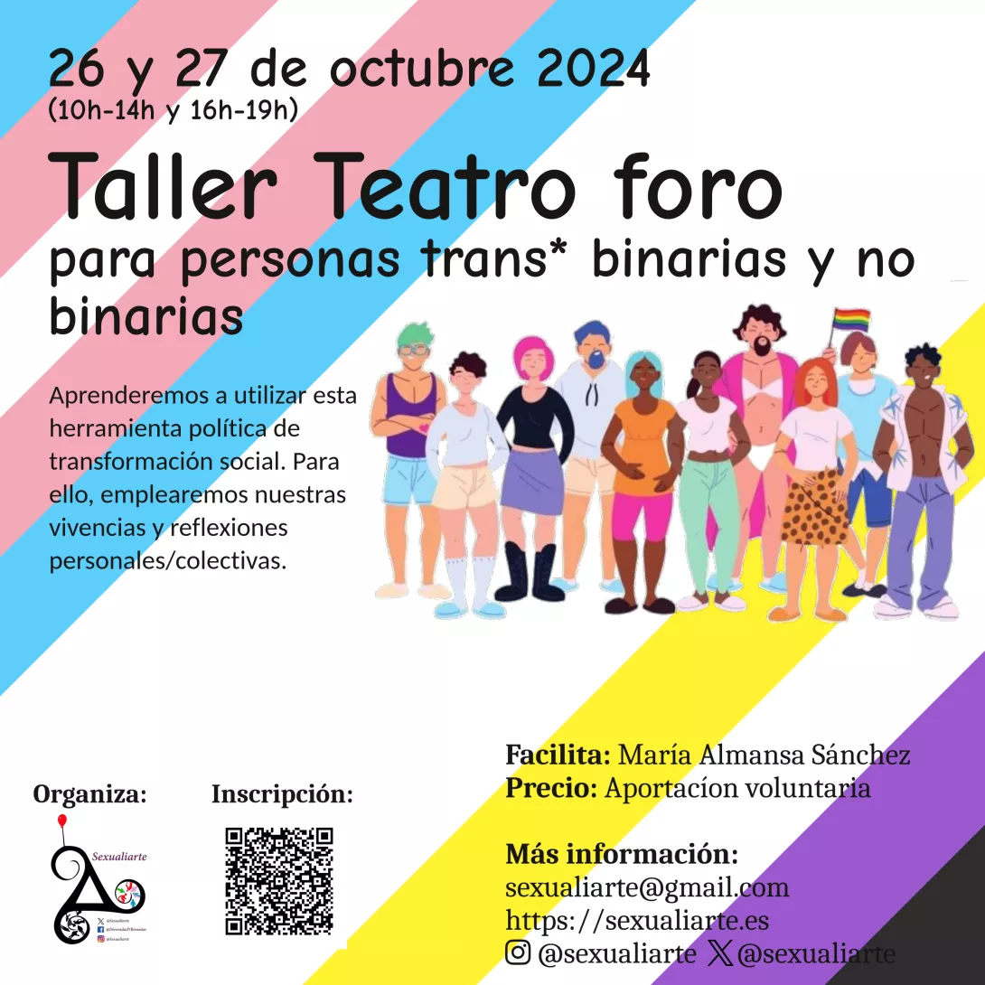 Cartel Taller Teatro foro para personas trans* binarias y no binarias
